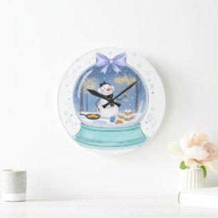 Chanukah Snow Globe Large Clock