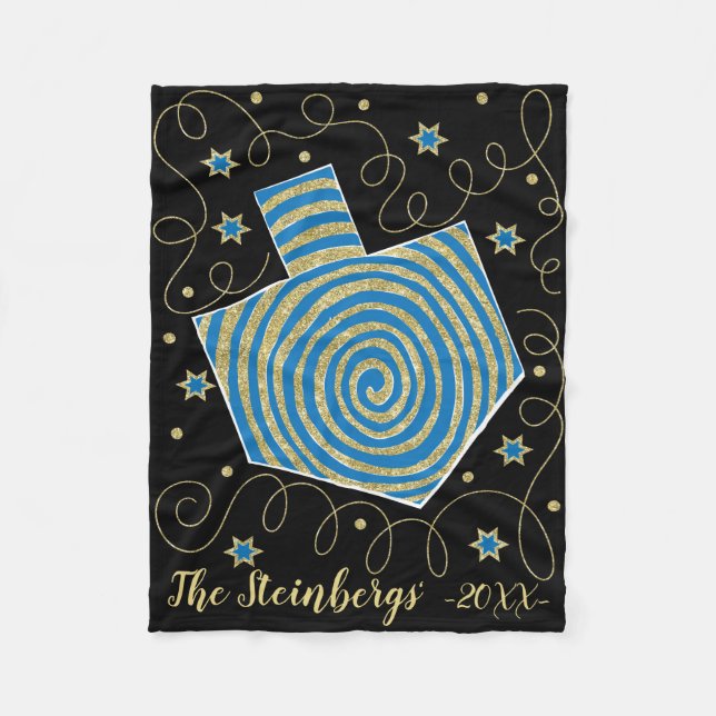 Chanukah Spin Fleece Blanket/Small (Front)