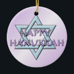 Chanukah Star of David Ceramic Ornament<br><div class="desc">Think themes! Play with background colours, add or delete text, and (for a bit of an extra fee added already here, but can be deleted) customise the back with images, colour, your logo / business info., etc.! These are also great for gifts or to use as the finishing touch of...</div>