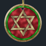 Chanukah Star of David Ceramic Ornament<br><div class="desc">Think themes! Play with background colours, add or delete text, and (for a bit of an extra fee added already here, but can be deleted) customise the back with images, colour, your logo / business info., etc.! These are also great for gifts or to use as the finishing touch of...</div>