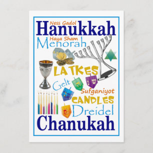 Chanukah Words Collage Invitation