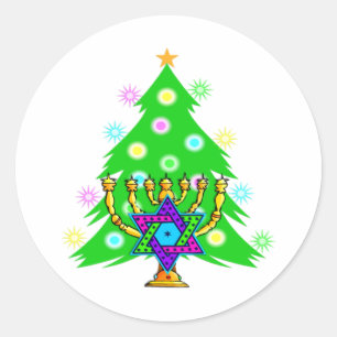Chanukkah and Christmas Classic Round Sticker