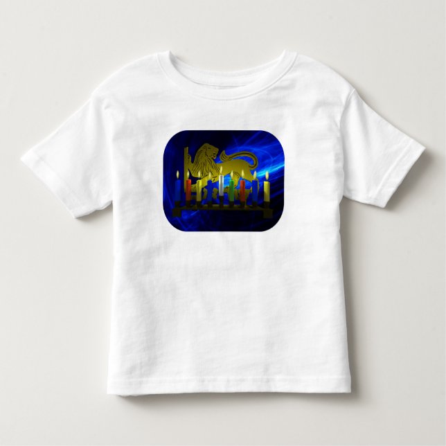 Chanukkah Brass Lion Menorah Toddler T-Shirt (Front)