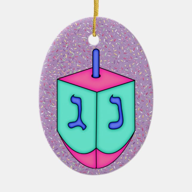 Chanukkah Dreidel Ceramic Ornament (Front)
