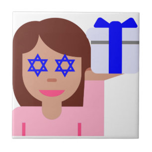 chanukkah hair flip emoji ceramic tile
