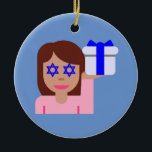 chanukkah hair flip emoji ceramic tree decoration<br><div class="desc">hanukkah, chanukkah, "hair flick emoji", emoji, "info girl emoji", "pink girl emoji", jewish, jew, hebrew, hannukah, channukah, "star of david"  kawaii "information emoji" pastel pink woman girl gift present</div>