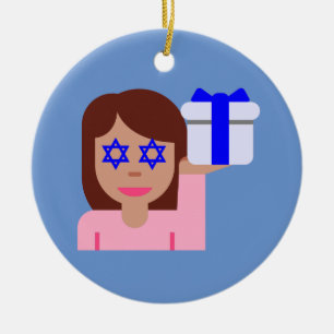 chanukkah hair flip emoji ceramic tree decoration