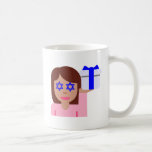 chanukkah hair flip emoji coffee mug<br><div class="desc">hanukkah, chanukkah, "hair flick emoji", emoji, "info girl emoji", "pink girl emoji", jewish, jew, hebrew, hannukah, channukah, "star of david" kawaii "information emoji" pastel pink woman girl gift present</div>