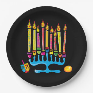 Chanukkah, Hanukkah Menorah Paper Plate