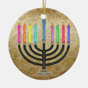 Chanukkah Menorah Ceramic Ornament