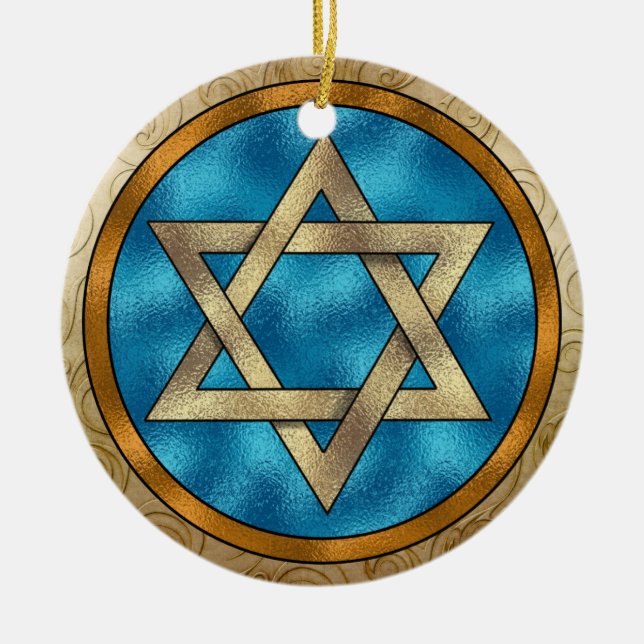 Chanukkah Star of David Ceramic Tree Decoration (Front)