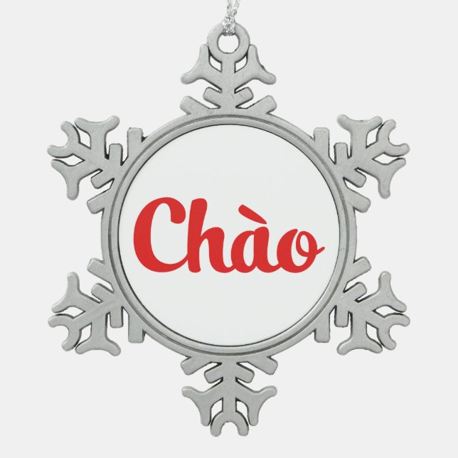 Chào / Hello ~ Vietnam / Vietnamese / Tiếng Việt Snowflake Pewter Christmas Ornament (Front)