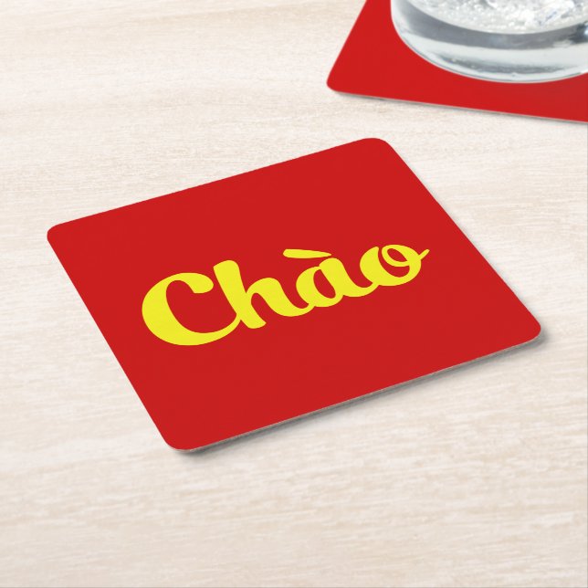 Chào / Hello ~ Vietnam / Vietnamese / Tiếng Việt Square Paper Coaster (Angled)