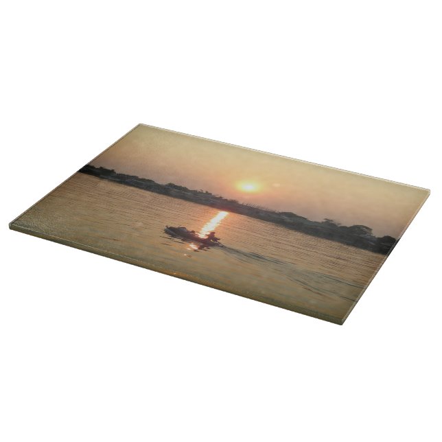 Chao Phraya River Sunset ... Ayutthaya, Thailand Cutting Board (Corner)