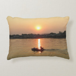 Chao Phraya River Sunset ... Ayutthaya, Thailand Decorative Cushion