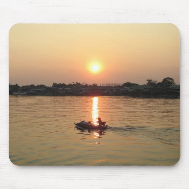 Chao Phraya River Sunset ... Ayutthaya, Thailand Mouse Pad (Front)
