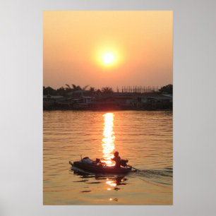 Chao Phraya River Sunset ... Ayutthaya, Thailand Poster