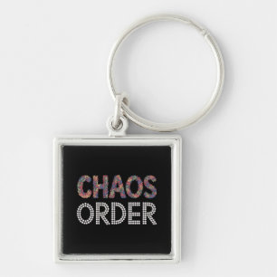 Chaos and Order Modern Artistic Duality Graphic Key Ring