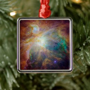 Chaos at Heart of Orion Spitzer Hubble Composite Metal Ornament