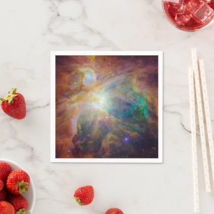 Chaos at Heart of Orion Spitzer Hubble Composite Napkin