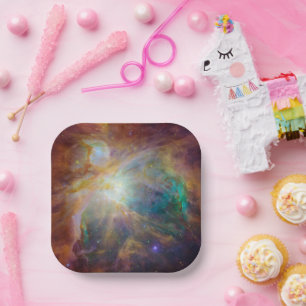 Chaos at Heart of Orion Spitzer Hubble Composite Paper Plate