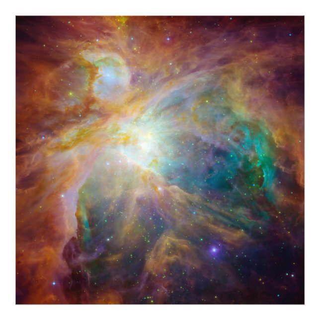 Chaos at Heart of Orion Spitzer Hubble Composite Photo Print (Front)