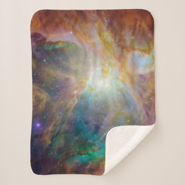 Chaos at Heart of Orion Spitzer Hubble Composite Sherpa Blanket (Front)