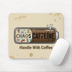 Chaos & Caffeine Funny Parenting Mum Life Coffee Mouse Pad