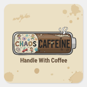 Chaos & Caffeine Funny Parenting Mum Life Coffee Square Sticker