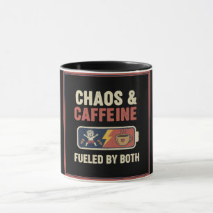 Chaos & Caffeine Funny Retro Parenting Mum Dad Quo Mug