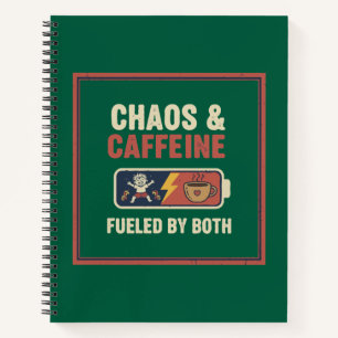 Chaos & Caffeine Funny Retro Parenting Mum Dad Quo Notebook