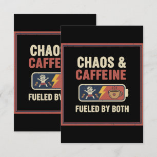 Chaos & Caffeine Funny Retro Parenting Mum Dad Quo Thank You Card