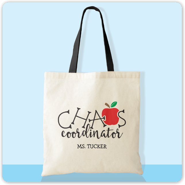 Chaos Coordinator Apple Cute Teacher Tote Bag (Creator Uploaded)