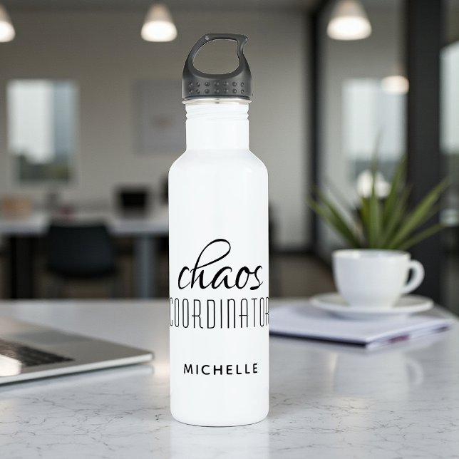 Chaos Coordinator Black Typography Personalised 710 Ml Water Bottle (Creator Uploaded)