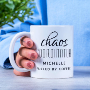 Chaos Coordinator Black Typography Personalised Coffee Mug