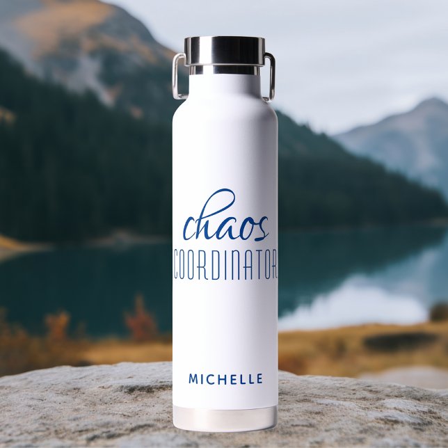 Chaos Coordinator Blue Calligraphy Script Name Water Bottle (Creator Uploaded)