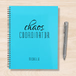 Chaos Coordinator Blue Personalised Name Planner<br><div class="desc">Chaos Coordinator Blue Personalised Name festuresthe text "chaos coordinator" in a fun black script typography. Perfect for that busy mum,  teacher,  sports team manager or work boss. Designed by Evco Studio www.zazzle.com/store/evcostudio</div>
