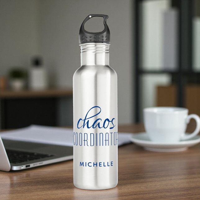 Chaos Coordinator Blue Typography Personalised  710 Ml Water Bottle (Creator Uploaded)