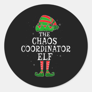 Chaos Coordinator Elf Group Matching Family Christ Classic Round Sticker