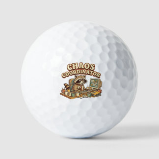 Chaos Coordinator Funny Overworked Racoon Golf Balls