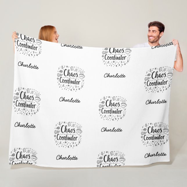 Chaos Coordinator Funny Personalised Mother's Day Fleece Blanket (In Situ)