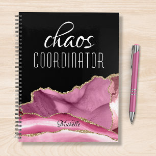 Chaos Coordinator Girly Pink Gold Marble Name Planner