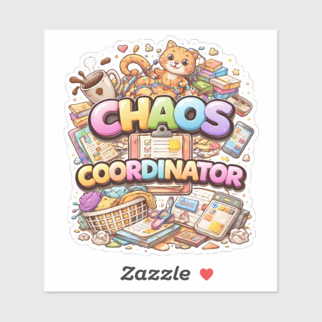 Chaos Coordinator Humour Custom-Cut Vinyl Sticker (Sheet)