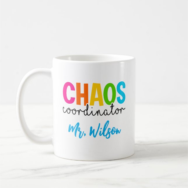 Chaos Coordinator Notebook – Funny Teacher Quote Coffee Mug (Left)