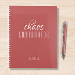 Chaos Coordinator Personalised Name Planner<br><div class="desc">Chaos Coordinator Personalised Name festuresthe text "chaos coordinator" in a fun white script typography. Perfect for that busy mum,  teacher,  sports team manager or work boss. Designed by Evco Studio www.zazzle.com/store/evcostudio</div>