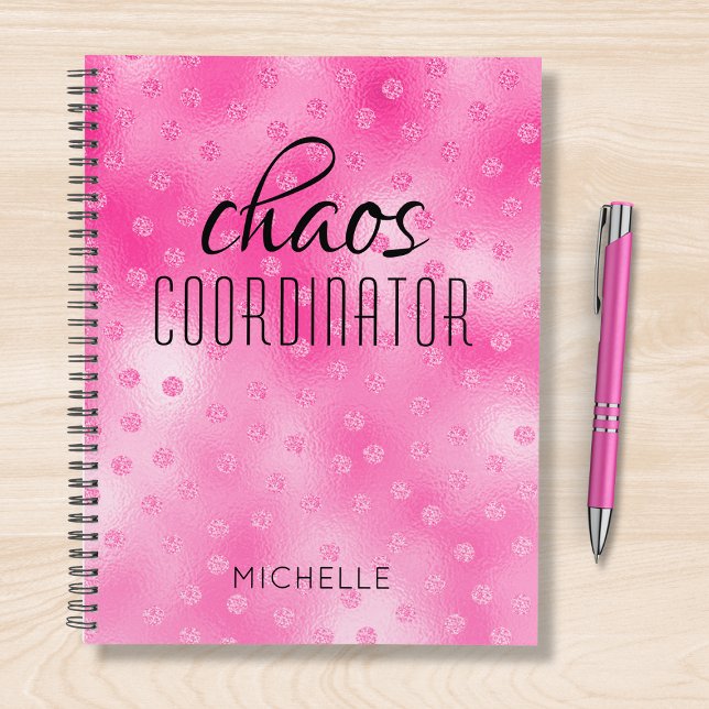Chaos Coordinator Pink Girly Glitter Personalised Planner (Creator Uploaded)