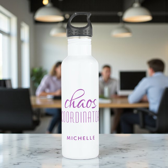 Chaos Coordinator Purple Typography Personalised 710 Ml Water Bottle (Creator Uploaded)