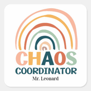 Chaos Coordinator retro colours boho rainbow Square Sticker