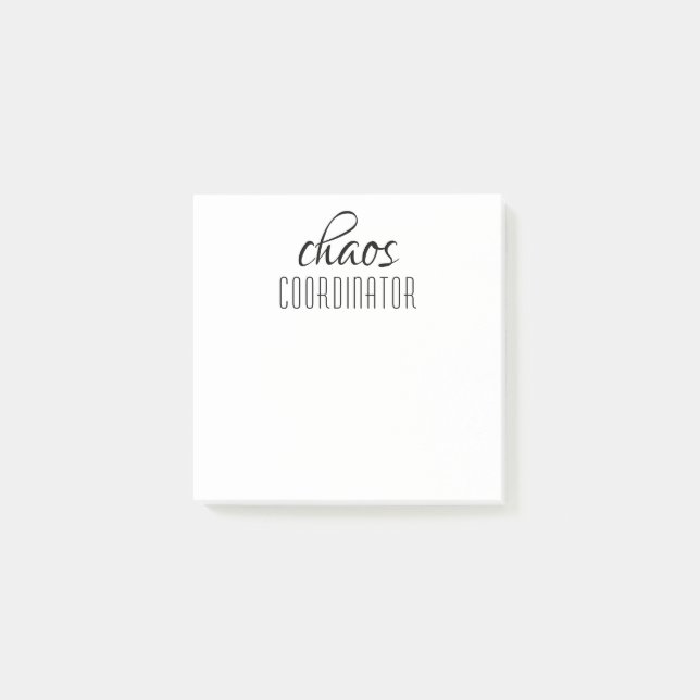Chaos Coordinator Typographic Text Post-it Notes (Front)