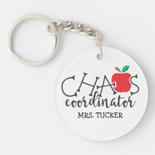 Chaos Coordinator with Apple & Teacher Name Key Ring